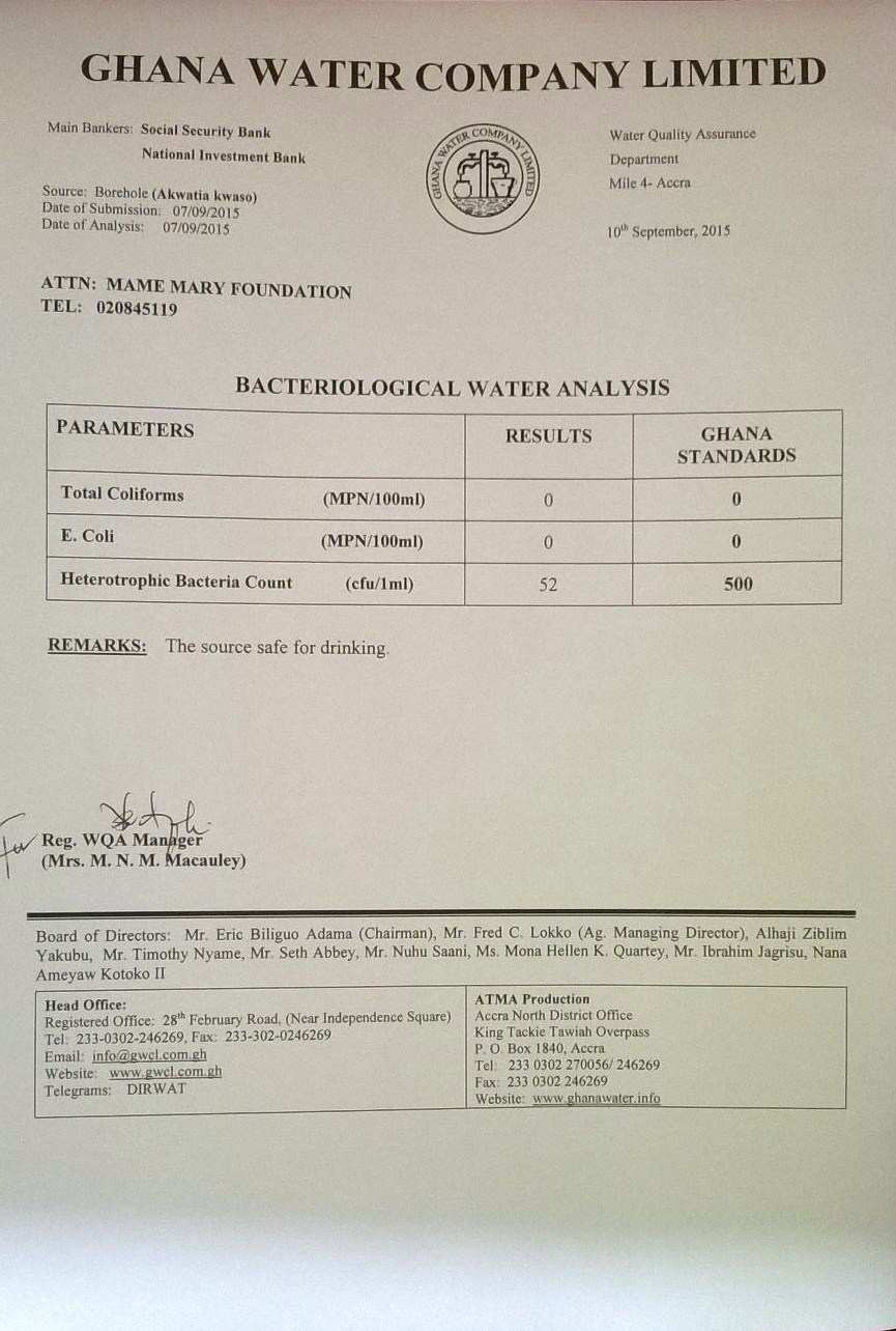 Water Analysis - Akwatiakwaso -bacteriological