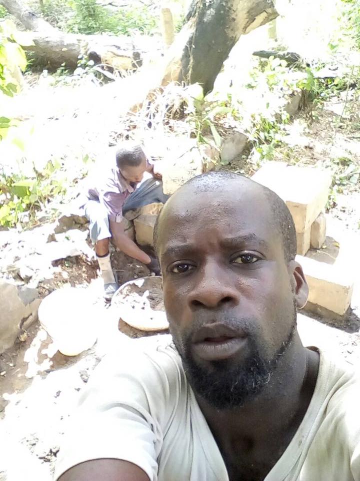 Ransford and Felix while making concrete blocks! (1)