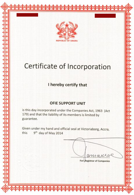 incorporation certificate